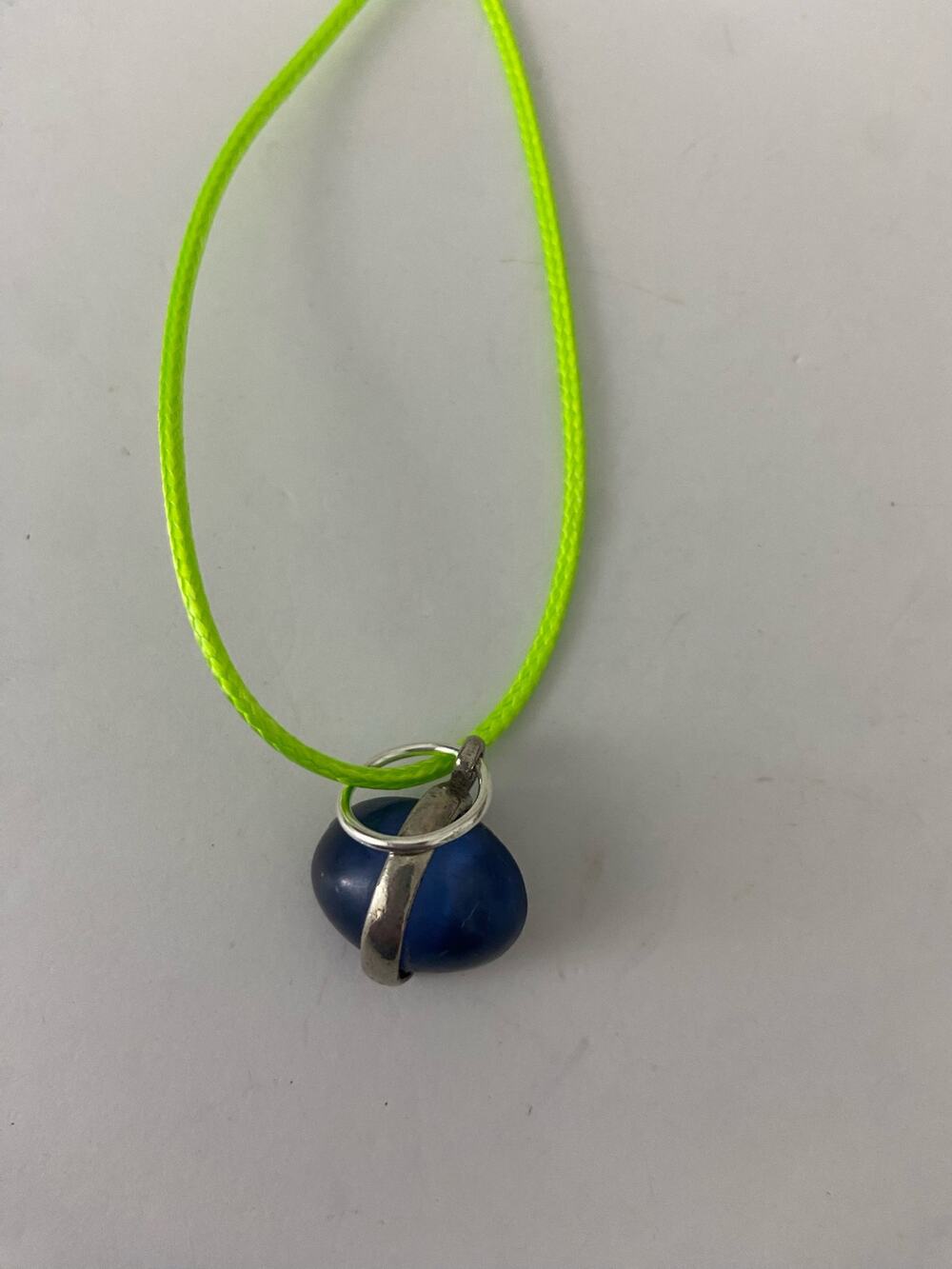 Blue glass oval pendant necklace